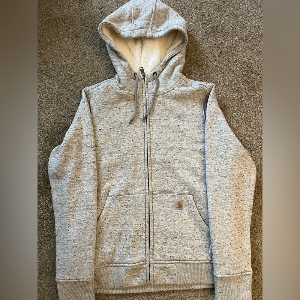 Carhartt Grey Full Zip Fleece Lined Sweatshirt (S)